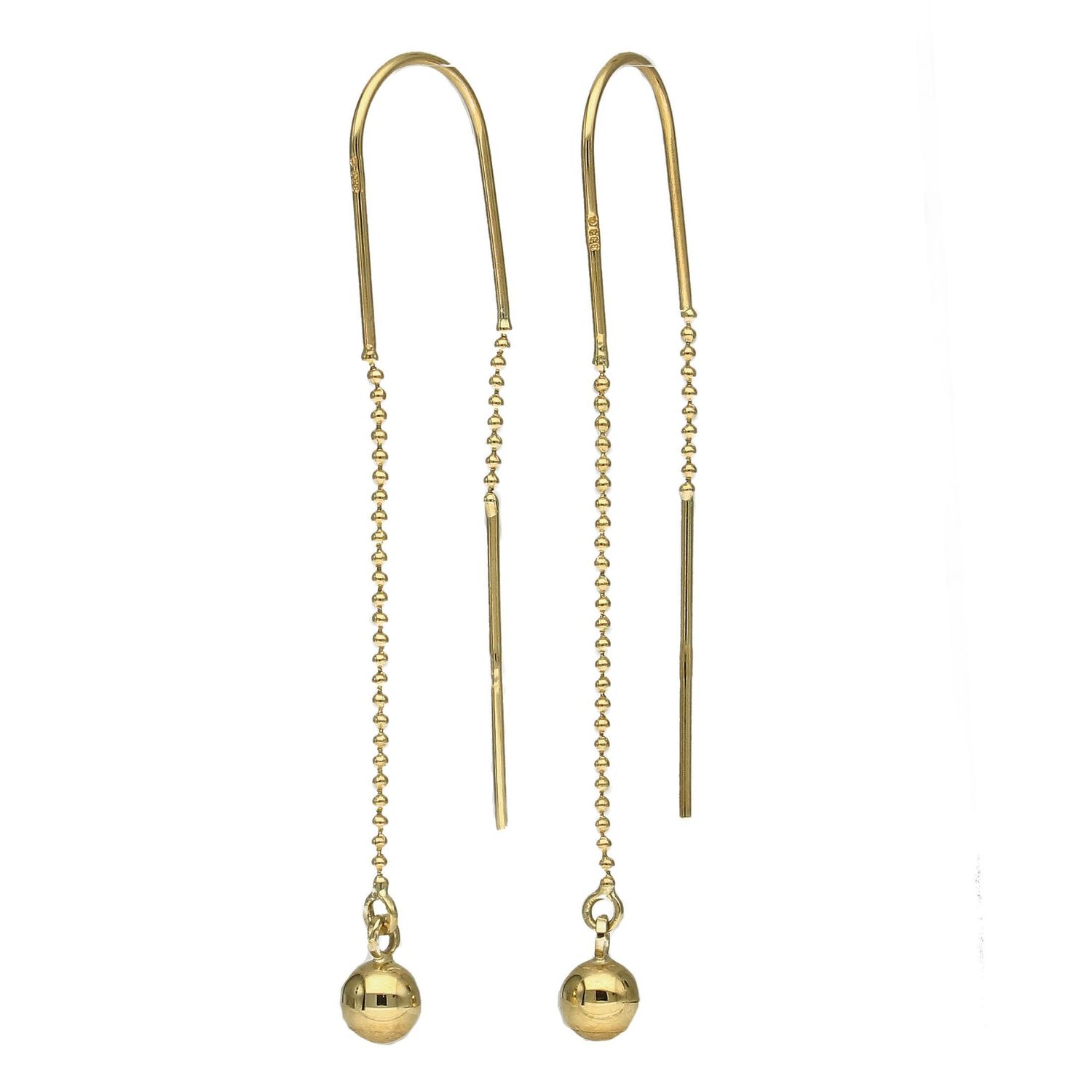 Złote kolczyki przeciągane z gładką kuleczką KL 6522.jpg